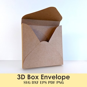 3D envelop doos afdrukbare sjabloon voor Papercraft, Shadowbox, wenskaarten, kerstkaarten