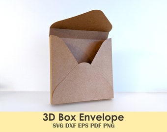 3D envelop doos afdrukbare sjabloon voor Papercraft, Shadowbox, wenskaarten, kerstkaarten