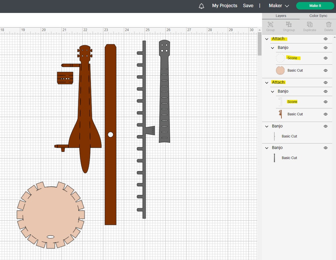 Mini Bluegrass Instrument Template Bundle | Banjo, Dulcimer, Guitar ...