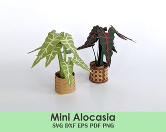 Alocasia Mini Paper House Plant Cut File | Cricut Craft Template