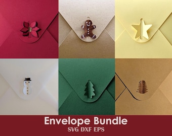 Holiday Envelope Bundle SVG | Self-Sealing A2 Envelopes & Insert Cards | Cricut Compatible
