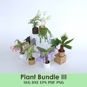 Dollhouse Plant Bundle - Cutting Machine Template Kit voor Mini Kamerplanten | Gebruik voor kaarten, mini's, poppenhuis, centerpieces, feestdecoratie