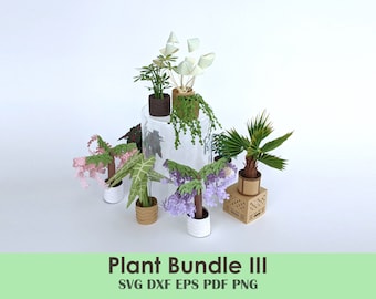 Miniature Paper Plant SVG Kit | Dollhouse Plant Bundle - SIX Plants plus planters