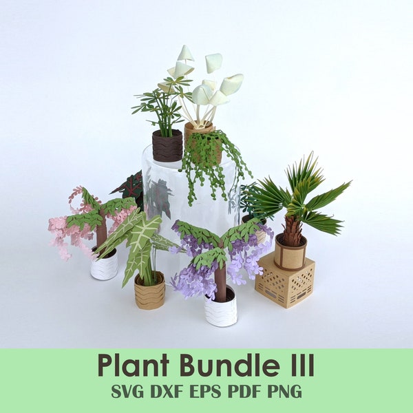 Dollhouse Plant Bundle - Cutting Machine Template Kit for Mini House Plants | Use for Cards, Minis, Dollhouse, Centerpieces, Party Decor