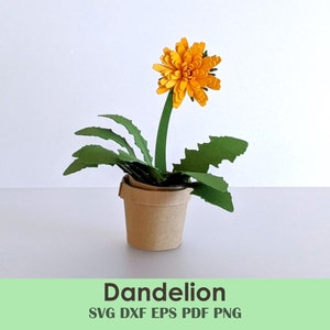 Mini plantilla de flor de diente de león para hacer tú mismo/planta de papel enrollada para tarjetas, miniaturas, casas de muñecas, centros de mesa y decoraciones para fiestas
