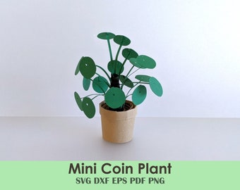 Modello per pianta di monete Pilea / Pianta e fioriera in carta arrotolata (PDF)
