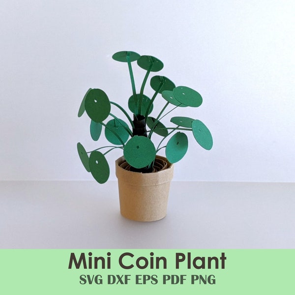 Pilea Coin Plant Template | Rolled Papercraft House Plant and Planter for Cards, Minis, Dollhouse, Faux Plant, Party Decorations
