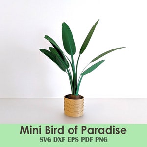 Mini plantilla de pájaro del paraíso para hacer tú mismo/planta de papel enrollada para tarjetas, miniaturas, casas de muñecas, centros de mesa y decoraciones para fiestas