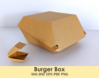 Szablon do druku pudełka na burgery DIY | Opakowania na fast foody dla miniatur, domków dla lalek, upominków na przyjęcia, smakołyków do klasy