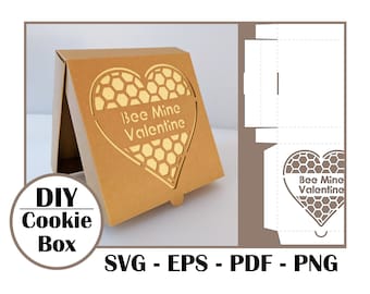 DIY Bee Heart Cookie Box Cut File | For Cookies, Favors, Valentines, Parties | 4"x4"x.75" or Scale Your Own | Cricut/Silhouette Compatible