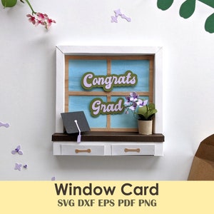 3D Card Template Kit - Shadow Box With Window, Orchid & Envelope Included | Gift Card Holder