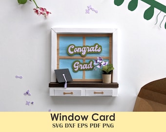 3D Shadow Box Card Template | Gift Card Holder, Envelope Included | Cricut & Silhouette