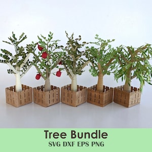 Mini BaumSchablone Bundle | Bastelbaum-Designs für Schulprojekte, Science Fair, Dioramas, Tabletop Games, Puppenstuben