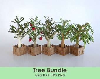Mini Paper Tree Template Bundle | Diorama, Dollhouse & School Project SVG