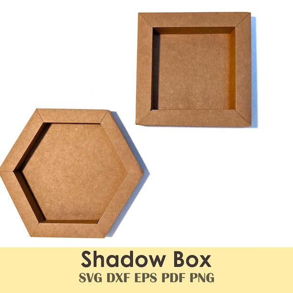 Shadow Box Photo Frame Printable Template DIY | Earring and Jewelry Display, Dioramas, Paper Flower Box | Cricut SVG Files Square & Hexagon