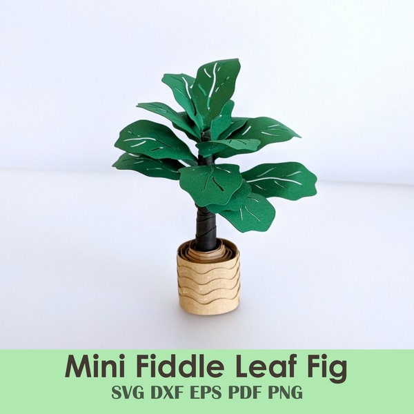 Mini Fiddle Leaf Fig Tree Template | Rolled Papercraft House Plant for Cards, Minis, Dollhouse, Centerpieces, Party Decorations