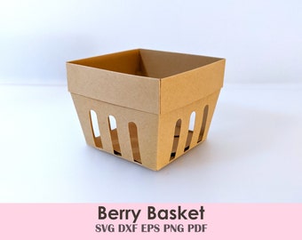 DIY Berry Basket Template | Party Favor, Bakery Packaging (svg, dxf, eps, pdf, png)