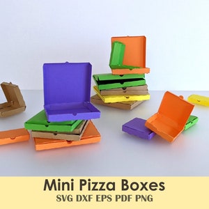 Boîtes de mini pizzas imprimables DIY, 4 tailles | Boîtes alimentaires évolutives pour bonbons, cadeaux, travaux manuels, miniatures, maisons de poupées, coffrets cadeaux, friandises