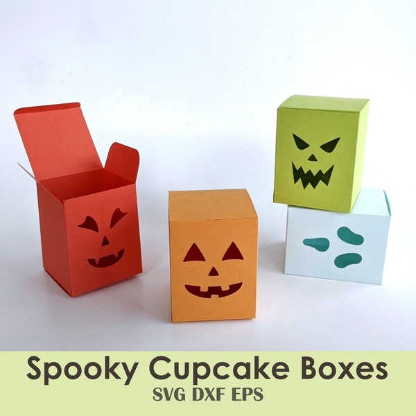 Halloween Cupcake Box Template | DIY Kids Party Favors, Petal Box, Scalable Gift Box or Luminary