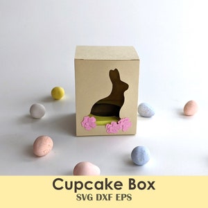 Bunny Cupcake Box and Egg Holder Template | DIY Kids Party Favors, Petal Box, Scalable Gift Box for Candy Eggs and Cupcakes
