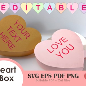 Candy Heart Gift Box Cricut File- DIY Heart Box Template | Kids Valentine Parties, Favors, Bakes Goods | CUSTOMIZABLE