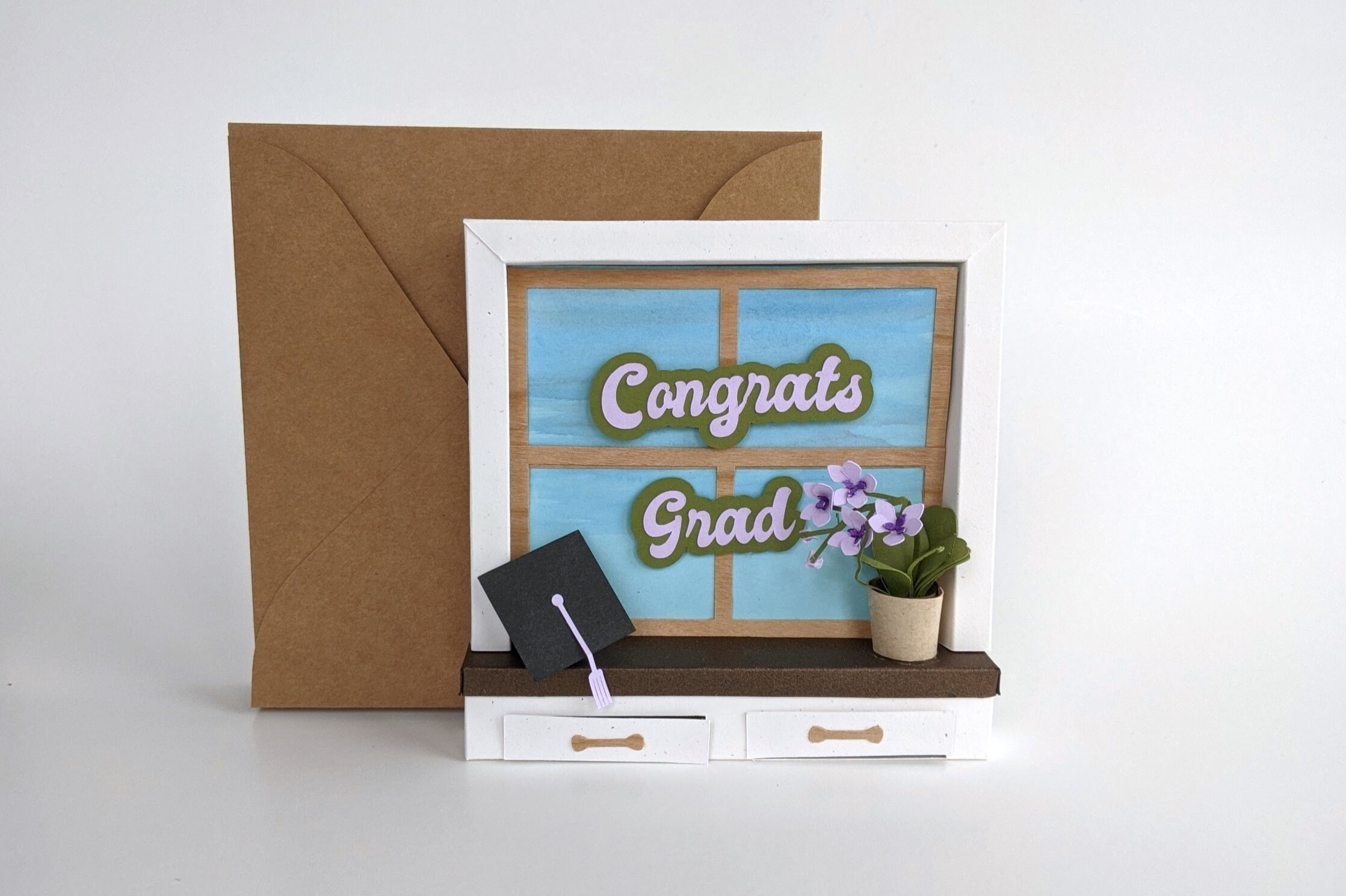 3D Shadow Box Card Template | Gift Card Holder, Envelope Included ...