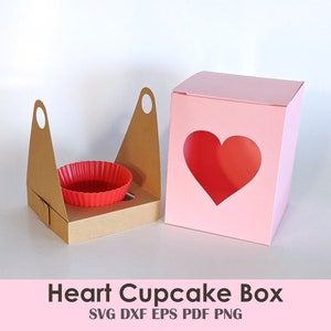 Caixa de Cupcake com Janela de Coração | Caixa de presente para o dia das mães | Easy Cricut SVG para festas e guloseimas em sala de aula