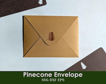 Pinecone Envelope SVG Template | Self Sealing Holiday Christmas Card + Notecard
