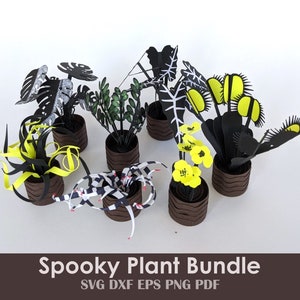 Kit de modèles de plantes en papier pour travaux manuels d'Halloween | Activité Cricut pour cartes, figurines, maison de poupée, centres de table, décorations de fête