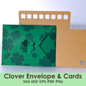 Shamrock Klaver Envelop, Zelfverzegelende DIY Afdrukbare Briefpapier Sjabloon | A2 (4,37"x5,75") of schaalbare | Cricut SVG Bestand