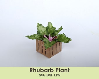 Mini Rhubarb Plant | Scale Miniature Veggie for Dollhouses Garden, Fall Crafts, Halloween Dioramas