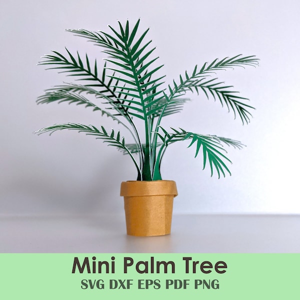 Paper Palm Tree Template DIY | Tropical Printable Papercraft House Plant for Cards, Minis, Dollhouse, Party Centerpieces