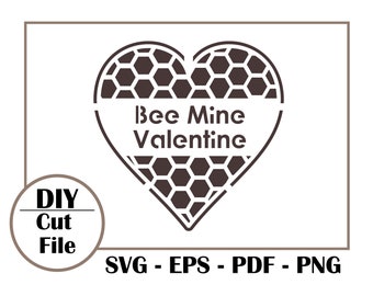 DIY Bee Mine Heart Design Cut Files | For Cookies, Favors, Valentines, Parties | Cricut/Silhouette Compatible