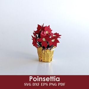 Poinsettia Printable Template | Rolled Paper Flower, Holiday Miniatures, Christmas Flower