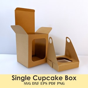 Cupcake Box with Window Printable Template DIY | 3.5"x3.5"x4.5" or Scale Your Own | Bakery Box, Ornament Holder, Gift Box