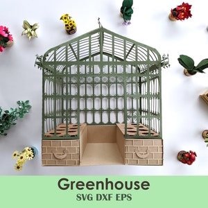 Greenhouse Template | Mini Paper Greenhouse Pattern for Cutting Machines | Dollhouse, Gift Box, Display Case Printable
