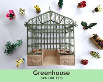 Mini Paper Greenhouse Template | SVG, DXF, EPS (Cutting Machine)