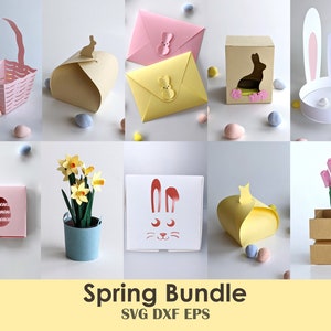 Spring SVG Template Bundle | Gift Box, Envelope and 3D Miniature SVG Bundle for Crafting