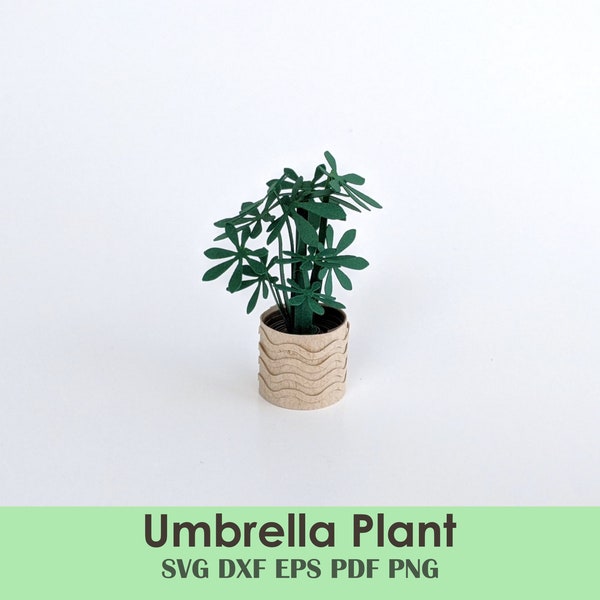Umbrella Plant Papercraft Project - Printable Template for Cutting Machines, Dollhouse Furniture, Table Centerpiece, Cake Topper