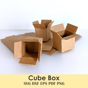 Cube Box Plantilla imprimible DIY / 1 "x1" x1" o escala la suya propia / SVG Eps Pdf Png / Cricut Cajas amigables para bodas, fiestas, favores, anillos