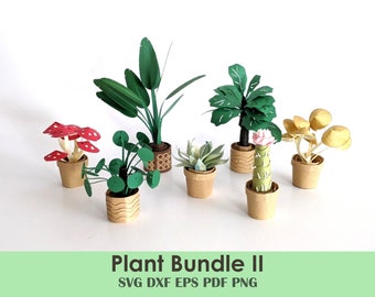 House Plant SVG Template Kit | Easy Cricut Activity | Plants for Cards, Minis, Dollhouse, Centerpieces, Party Decorations, Crafts