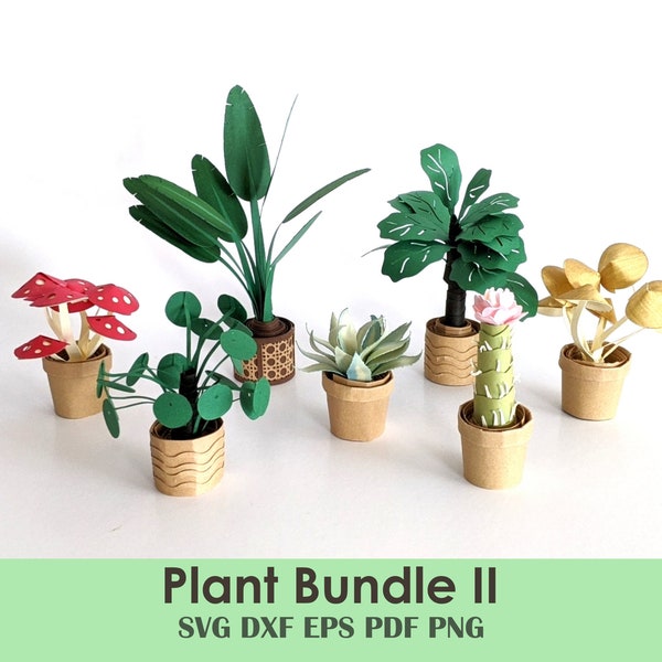 House Plant SVG Template Kit | Easy Cricut Activity | Plants for Cards, Minis, Dollhouse, Centerpieces, Party Decorations, Crafts