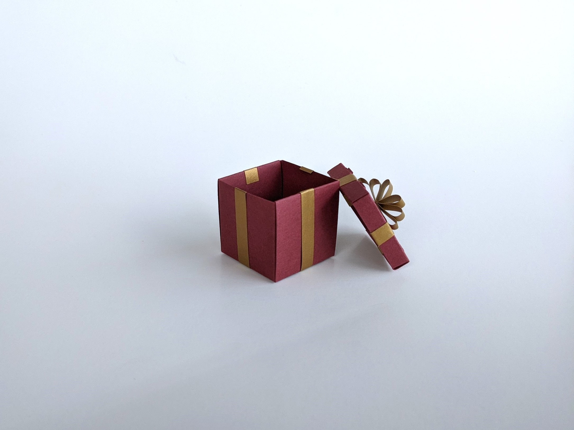 Mini Present Box Layout Mini Christmas Present Box Papercraft Template | Ornament & Tiny Gift ...