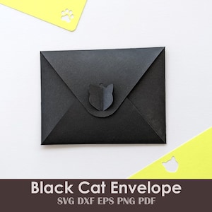 黒猫留め具付きハロウィン封筒のDIY | 招待状、手紙、カード用 | A2、ギフトカード、ミニ＆スケーラブル
