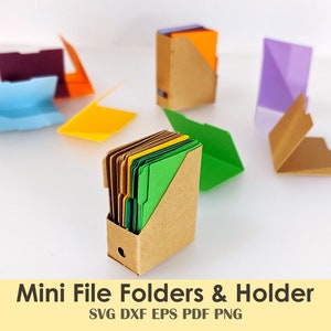 Mini File Folders and Magazine Holder DIY Printable Template | Cricut SVG Miniature Office Supplies, Scrapbooking, Dollhouse, Manilla Folder