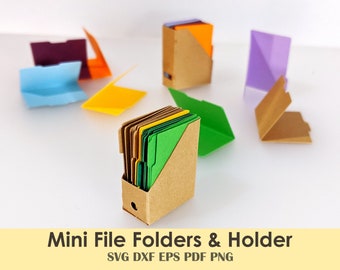 Mini File Folders and Magazine Holder DIY Printable Template | Cricut SVG Miniature Office Supplies, Scrapbooking, Dollhouse, Manilla Folder