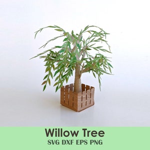 Weidenbaum Bastelvorlage | Mini Weidenbaum DIY Set für Puppenstuben, Miniaturen, Dioramas, Basteln | Cricut SVG