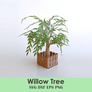 Willow Tree Papercraft Template | Mini Weeping Willow Tree DIY Kit for Dollhouses, Scale Miniatures, Dioramas, Crafts | Cricut SVG