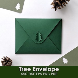 Tree Envelope and Cards | Pine Tree Template with Self Sealing Tab for Invitations, Letters, Stationery, Holiday Letters