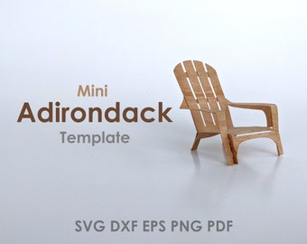 Dollhouse Miniature Adirondack Chair Template / SVG Miniature Cut File para casas de muñecas y modelos